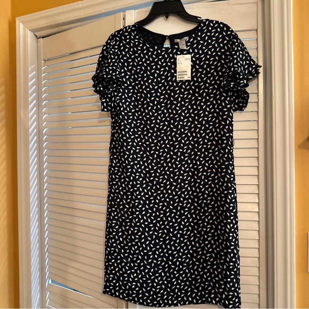 Navy and White Patterned Dress
